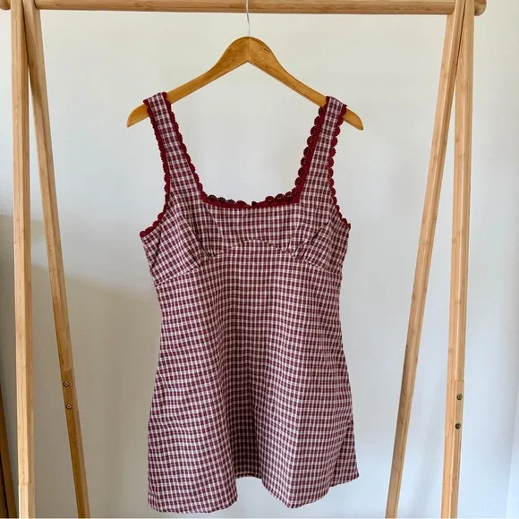 NWT Princess Polly Dasha Mini Dress in Red Check - 10 - Picture 5 of 9